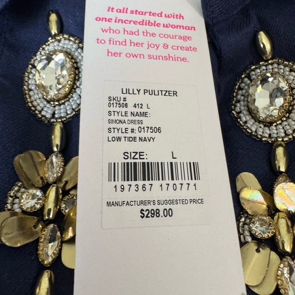 LILLY PULITZER SIMONA DRESS - LOW TIDE NAVY Large NWT - Picture 5 of 9